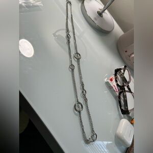 Lia Sophia Silver Chain Necklace with Circular Accents